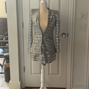 NWT gold/silver sequin XS short suit.